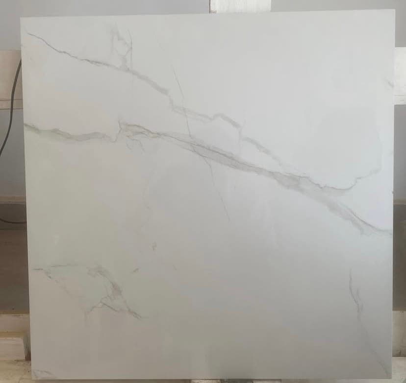 Carreau 60x60 blanc à veines grises effet marbre