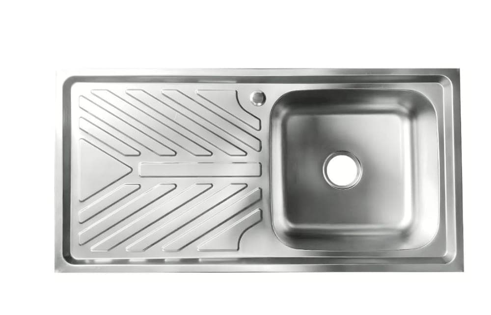Évier de cuisine en inox, un bac avec égouttoir